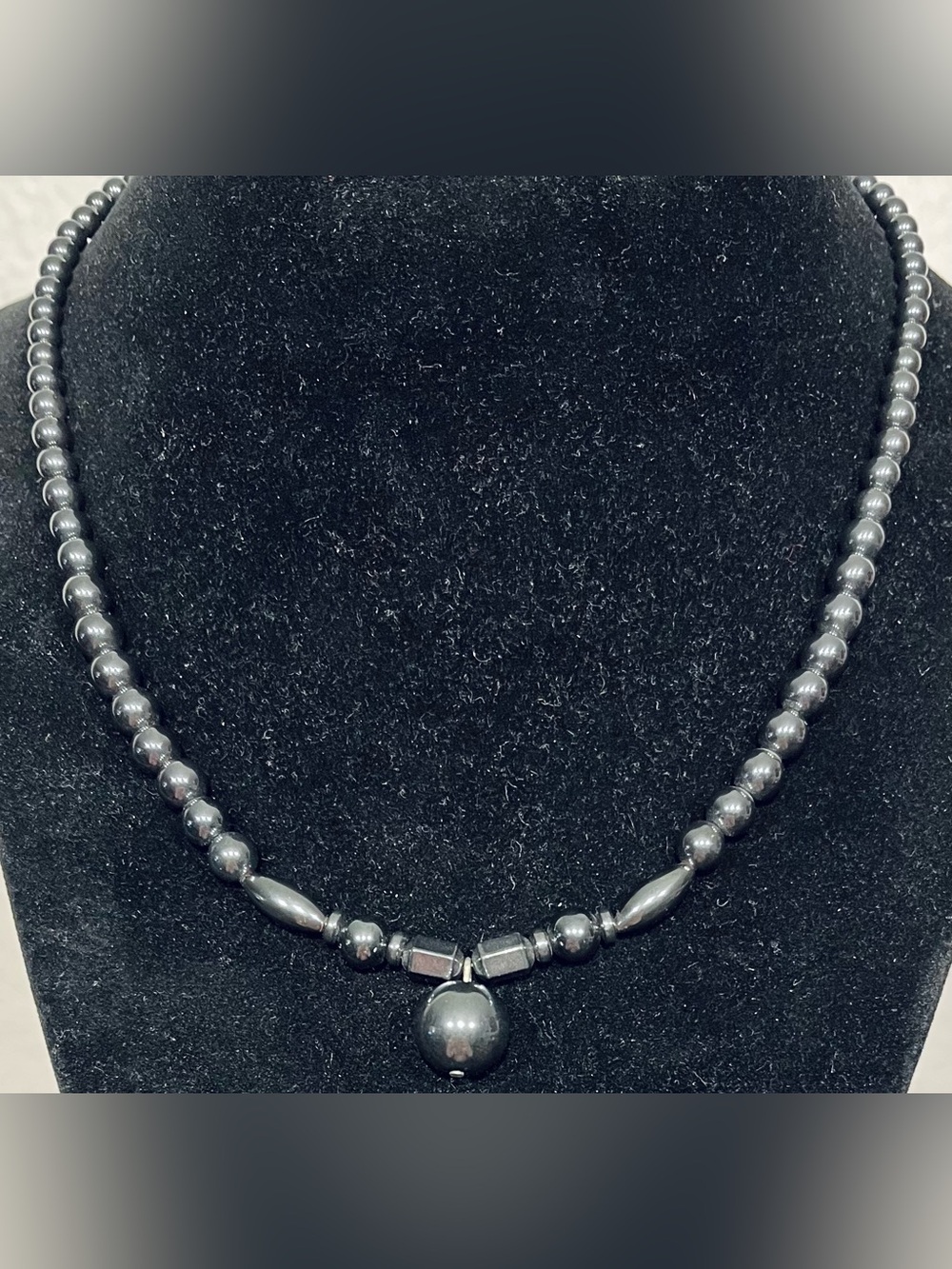 Hematite Beaded Pendant Necklace